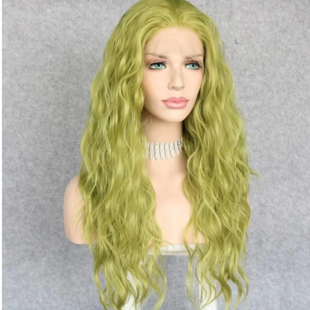 22 Light Green Natural Wavy Wig NEW